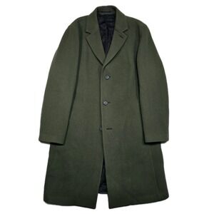 Theory Chambers Coat Overcoat Mens L Long Flannel Wool Blend 3 Button Old Money